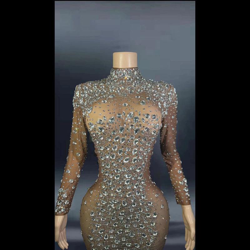 Women's Rhinestone Dress Tight Ball Gown - NawdeX