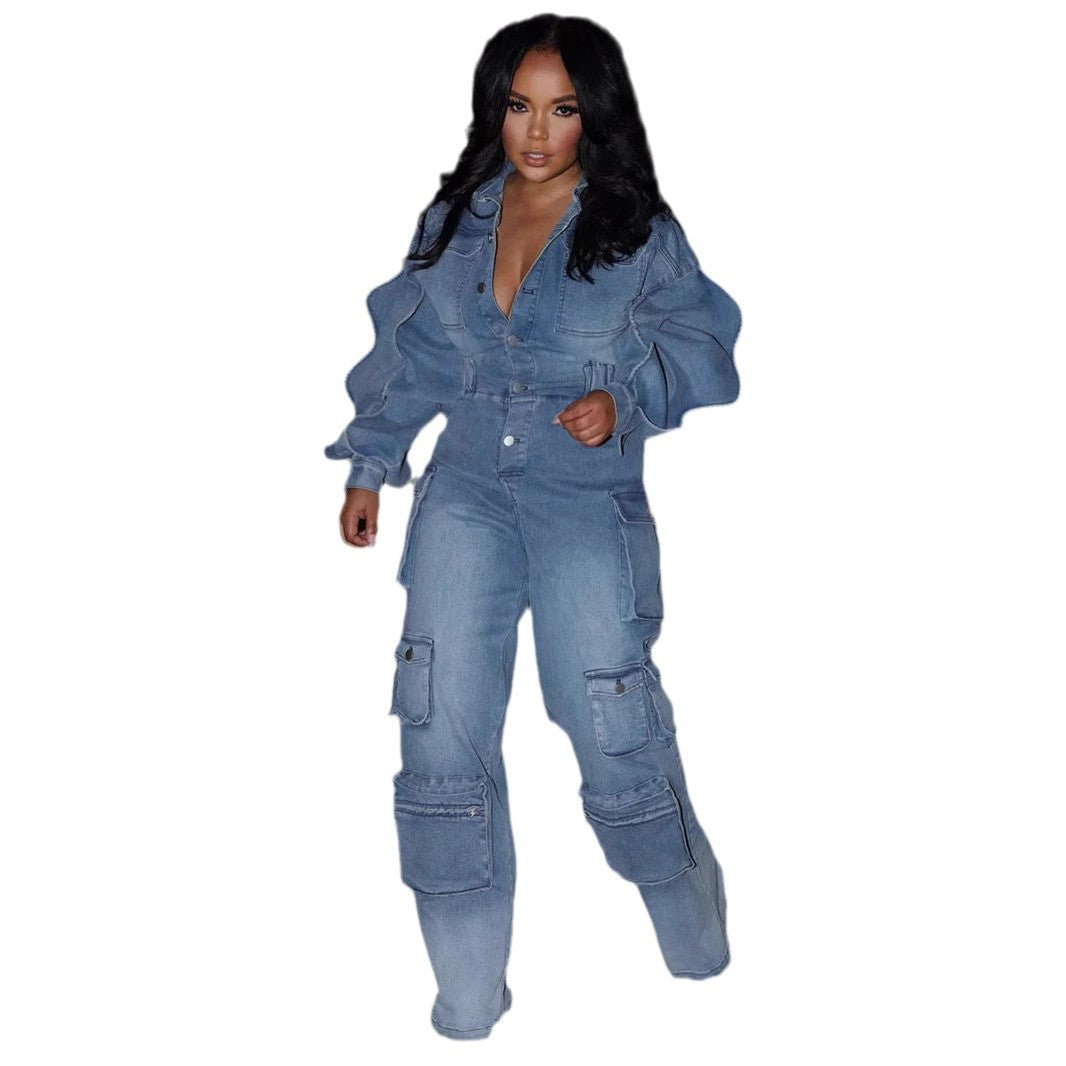 European Effect Straight-leg Pants Jumpsuit - NawdeX