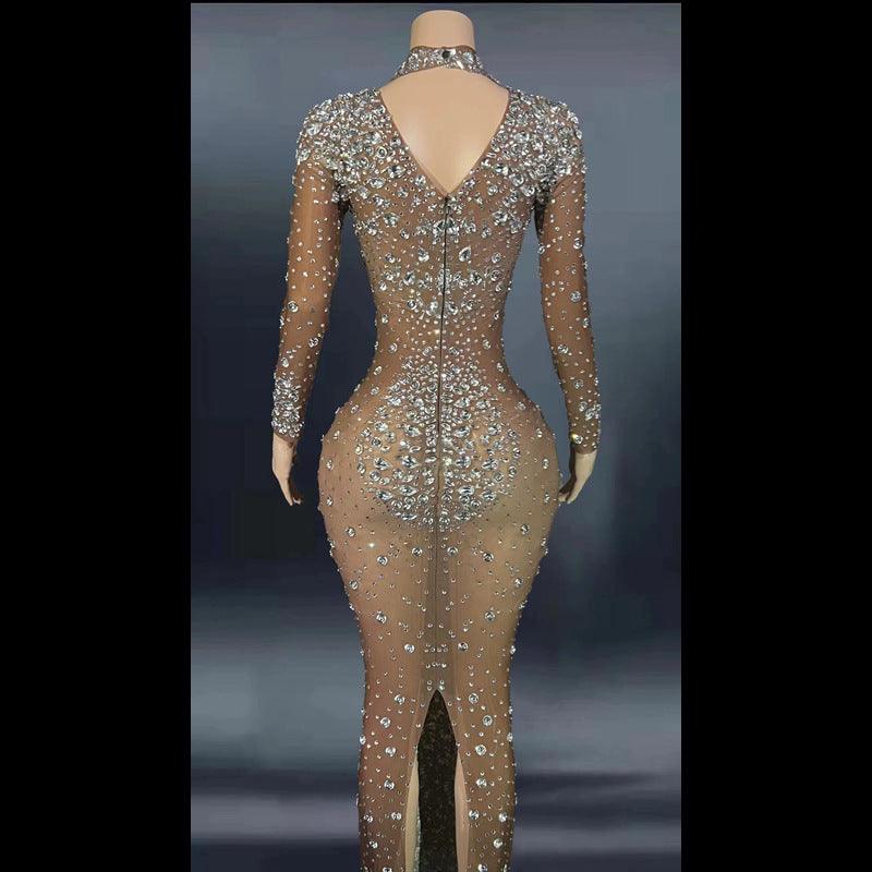 Women's Rhinestone Dress Tight Ball Gown - NawdeX