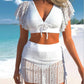 Solid Color High Waist Swimming Trunks Skirt Suit Bikini Women's Split Swimsuit - NawdeX