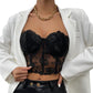 Sexy Mesh Slim Fit off Shoulder Wrap Chest Mesh Slim Fit off-Shoulder Tube Top Women - NawdeX