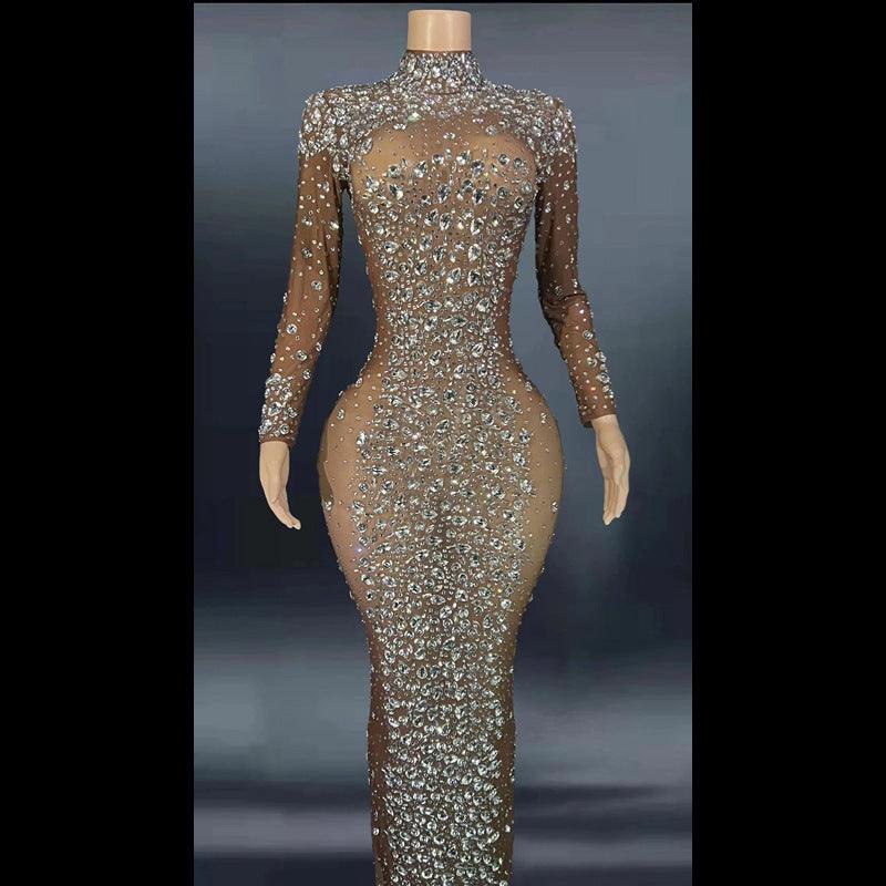 Women's Rhinestone Dress Tight Ball Gown - NawdeX