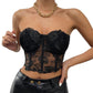 Sexy Mesh Slim Fit off Shoulder Wrap Chest Mesh Slim Fit off-Shoulder Tube Top Women - NawdeX