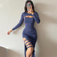 Women's Long-sleeved Shawl Strap Sleeveless Split Suit - NawdeX