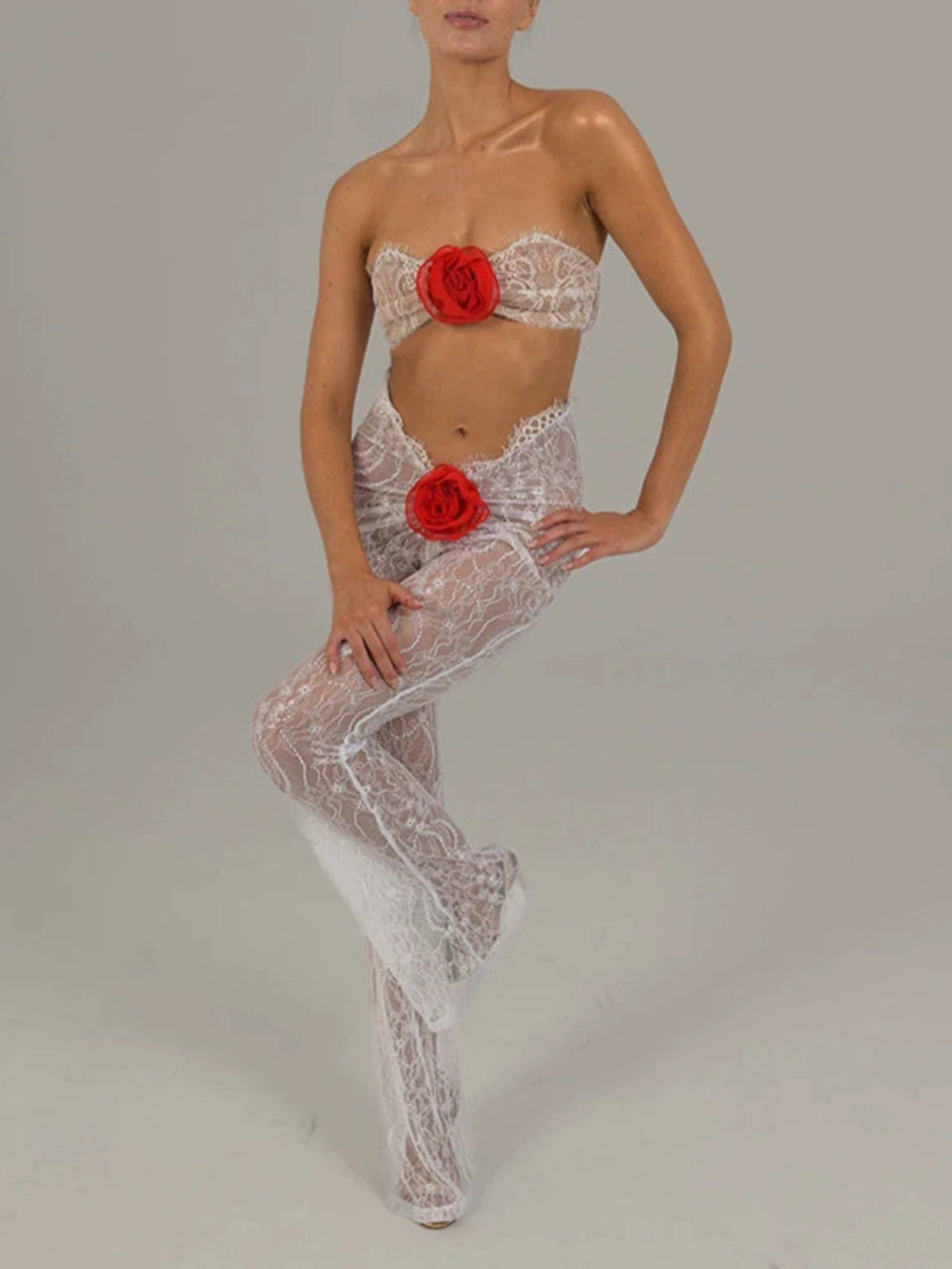 Rose petal lace Jumpsuit - NawdeX