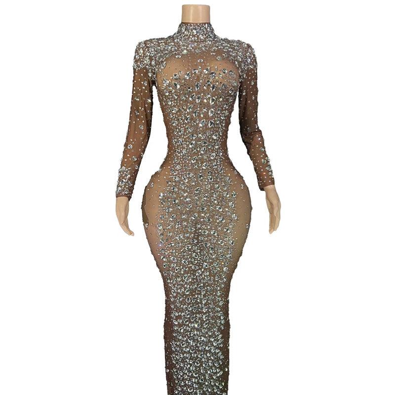 Women's Rhinestone Dress Tight Ball Gown - NawdeX