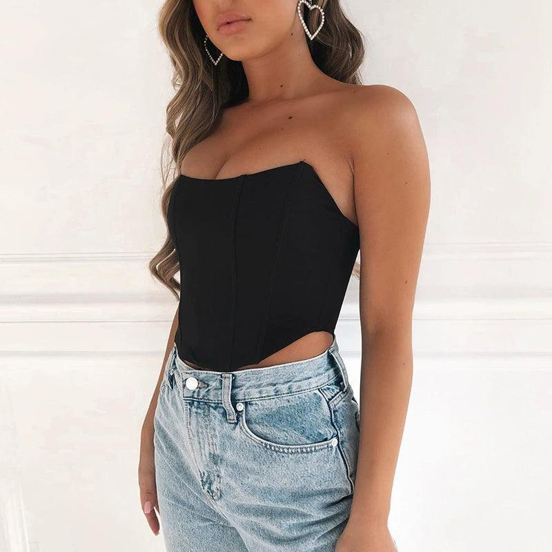 Sexy Backless Midriff Slim Strapless Women Backless Bare Midriff Slim Fit Tube Top Women - NawdeX