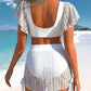 Solid Color High Waist Swimming Trunks Skirt Suit Bikini Women's Split Swimsuit - NawdeX