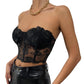 Sexy Mesh Slim Fit off Shoulder Wrap Chest Mesh Slim Fit off-Shoulder Tube Top Women - NawdeX