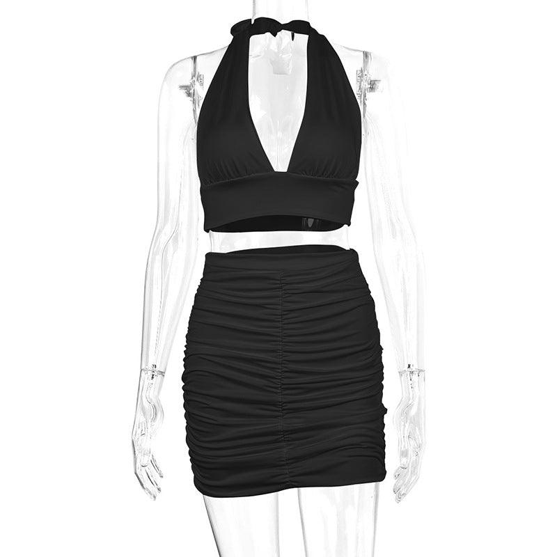 Women's Halter Lace-up Hip Skirt Two-piece Set - NawdeX