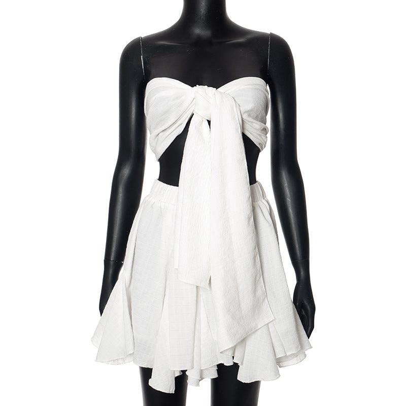 Women's Vacation Chiffon Tube Top Ruffled Suit - NawdeX