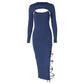 Women's Long-sleeved Shawl Strap Sleeveless Split Suit - NawdeX