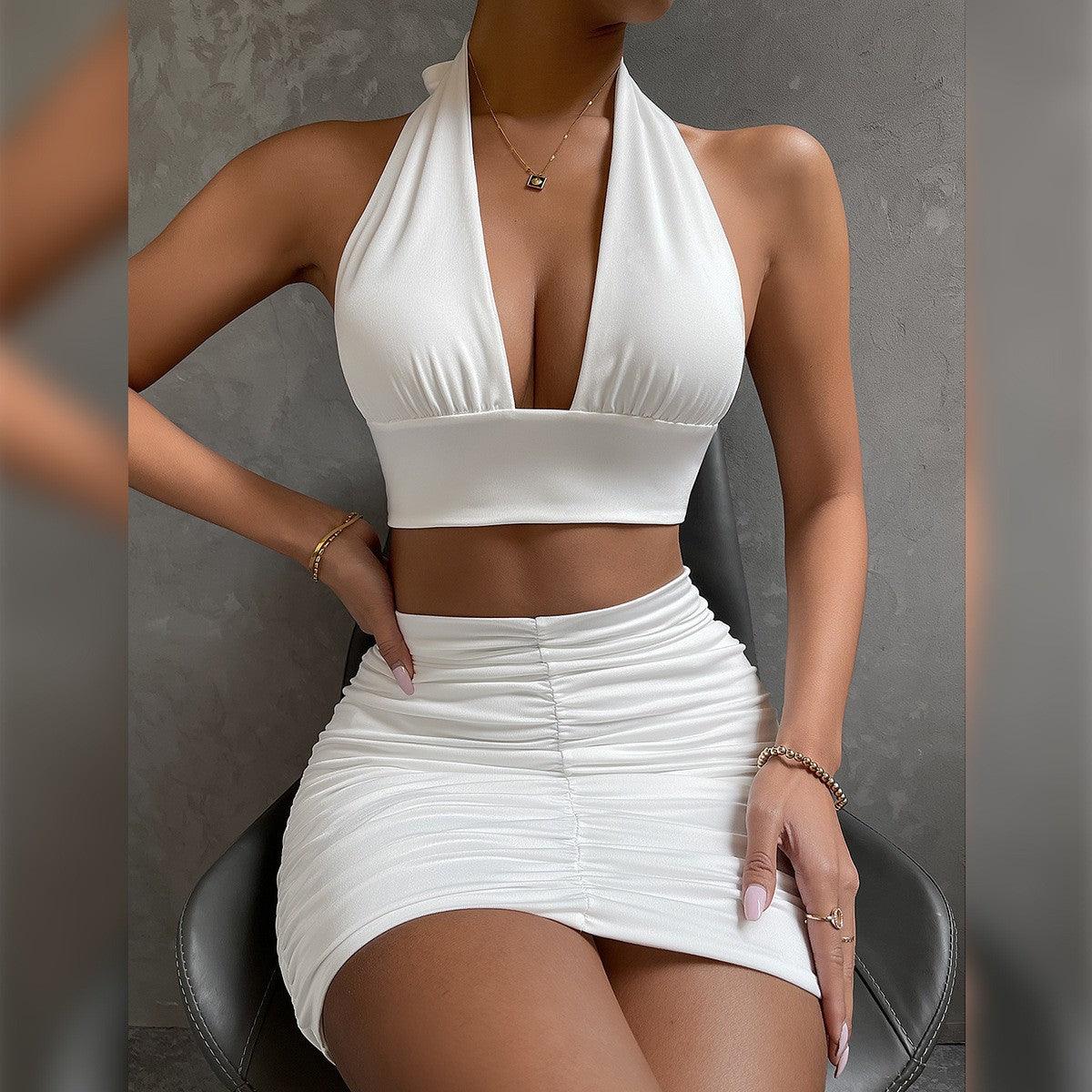 Women's Halter Lace-up Hip Skirt Two-piece Set - NawdeX