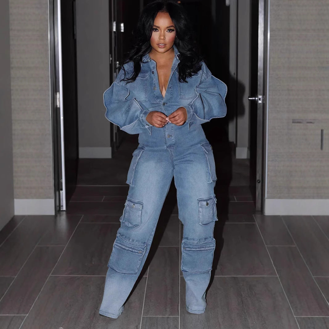 European Effect Straight-leg Pants Jumpsuit - NawdeX