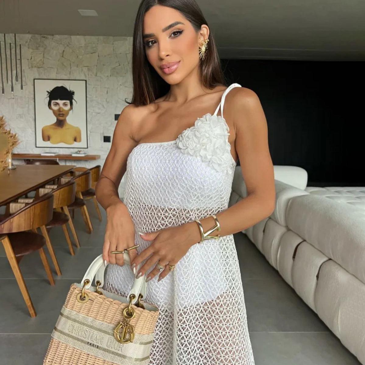 Elegant Strap Diagonal Collar Women's Fashion Suit - NawdeX