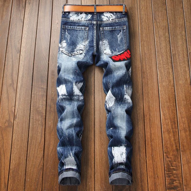 Graffiti Embroidered locking Jeans - NawdeX