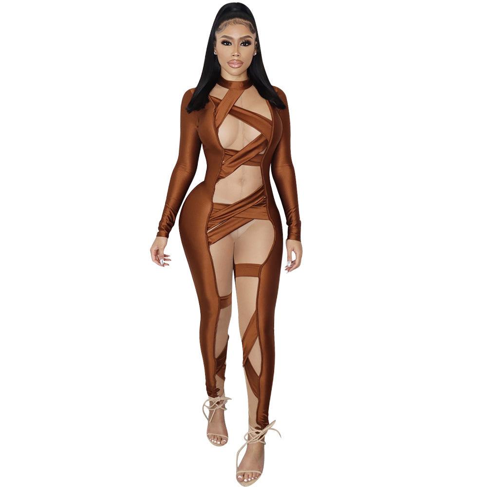 Stitching Long Sleeve Jumpsuit Women - NawdeX