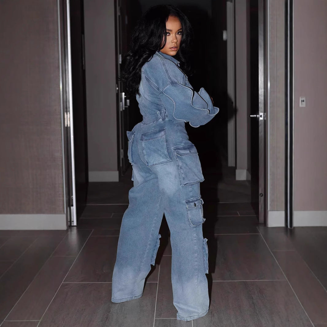 European Effect Straight-leg Pants Jumpsuit - NawdeX