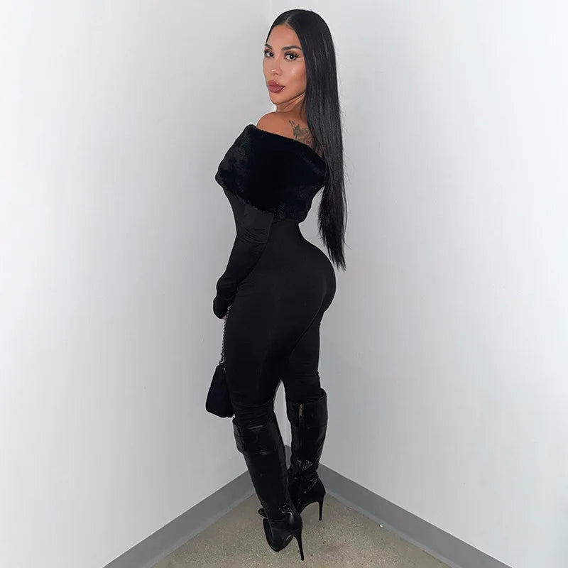 Julie Furry Crop Jumpsuit