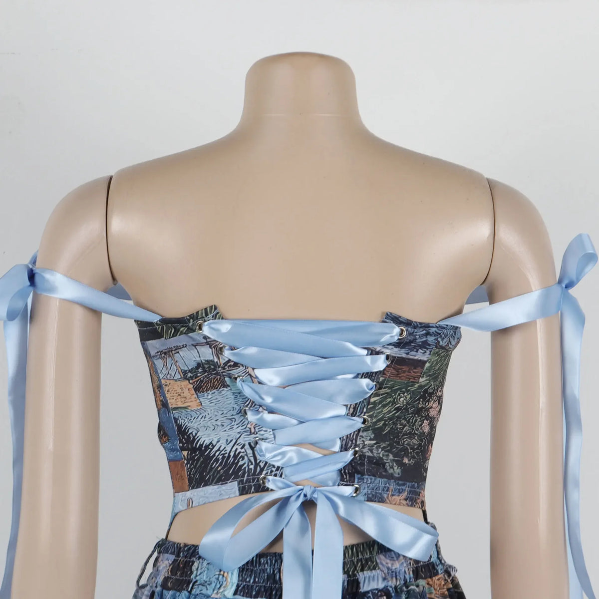 Short Oil Painting Printed Crop Set - NawdeX