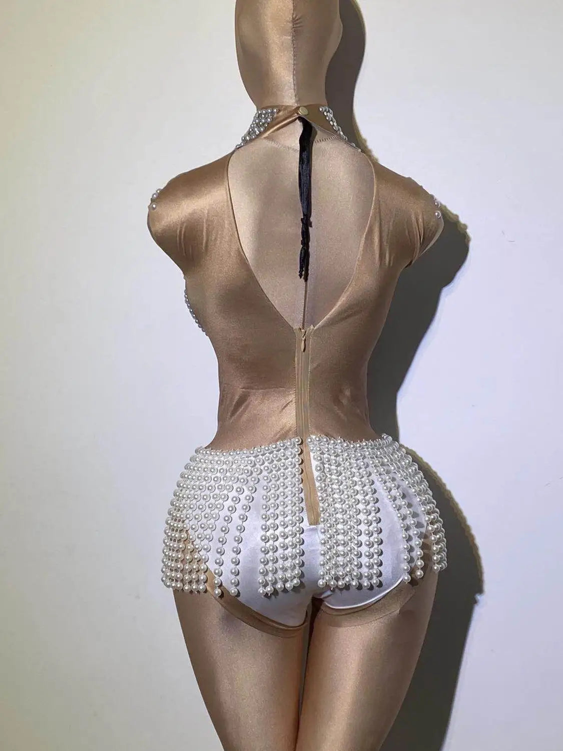 White Pearl Fringe Stones Costume - NawdeX