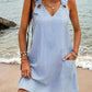 Blue and White Striped sleeveless V- Neck dress