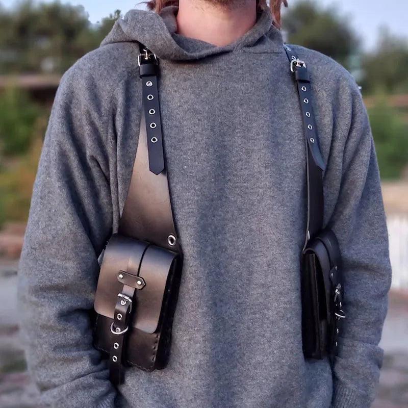 Leather Shoulder/Chest Harness Holster Wallet - NawdeX