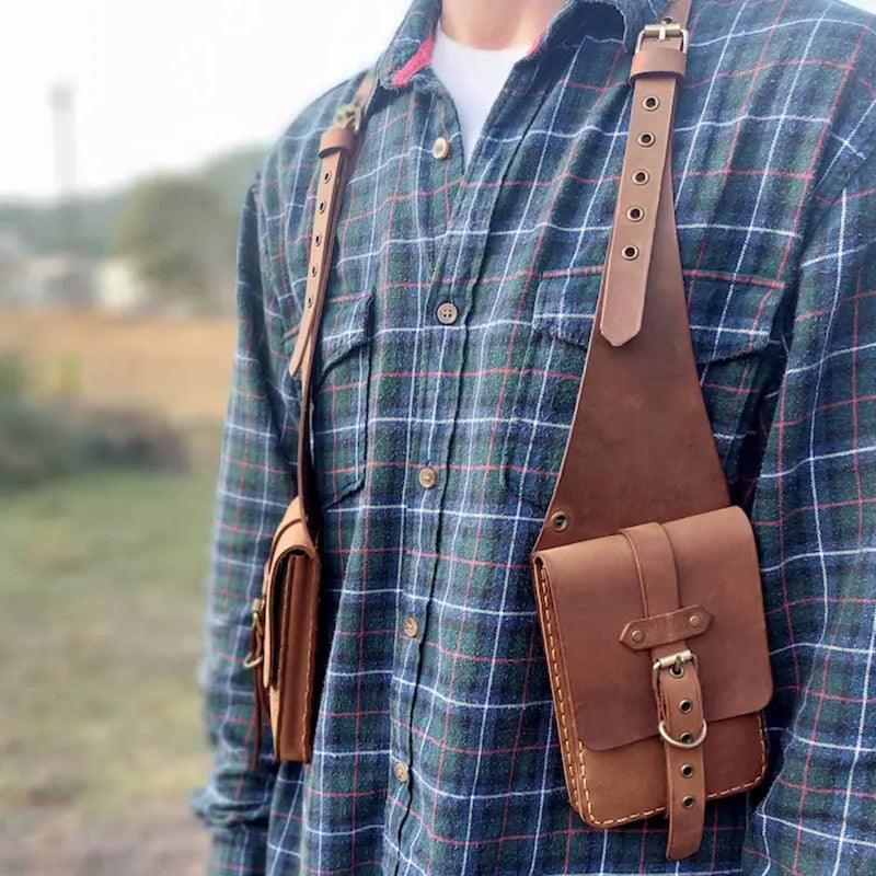 Leather Shoulder/Chest Harness Holster Wallet - NawdeX