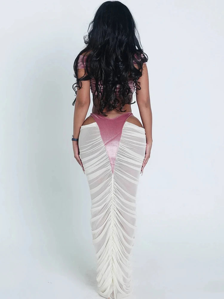 Velvet  Ruches Skirt Set