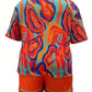 Plus Size  Colorful Abstract Print Pajama Set