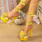 Cross Strap Platform Embroidery Butterfly Open Heels