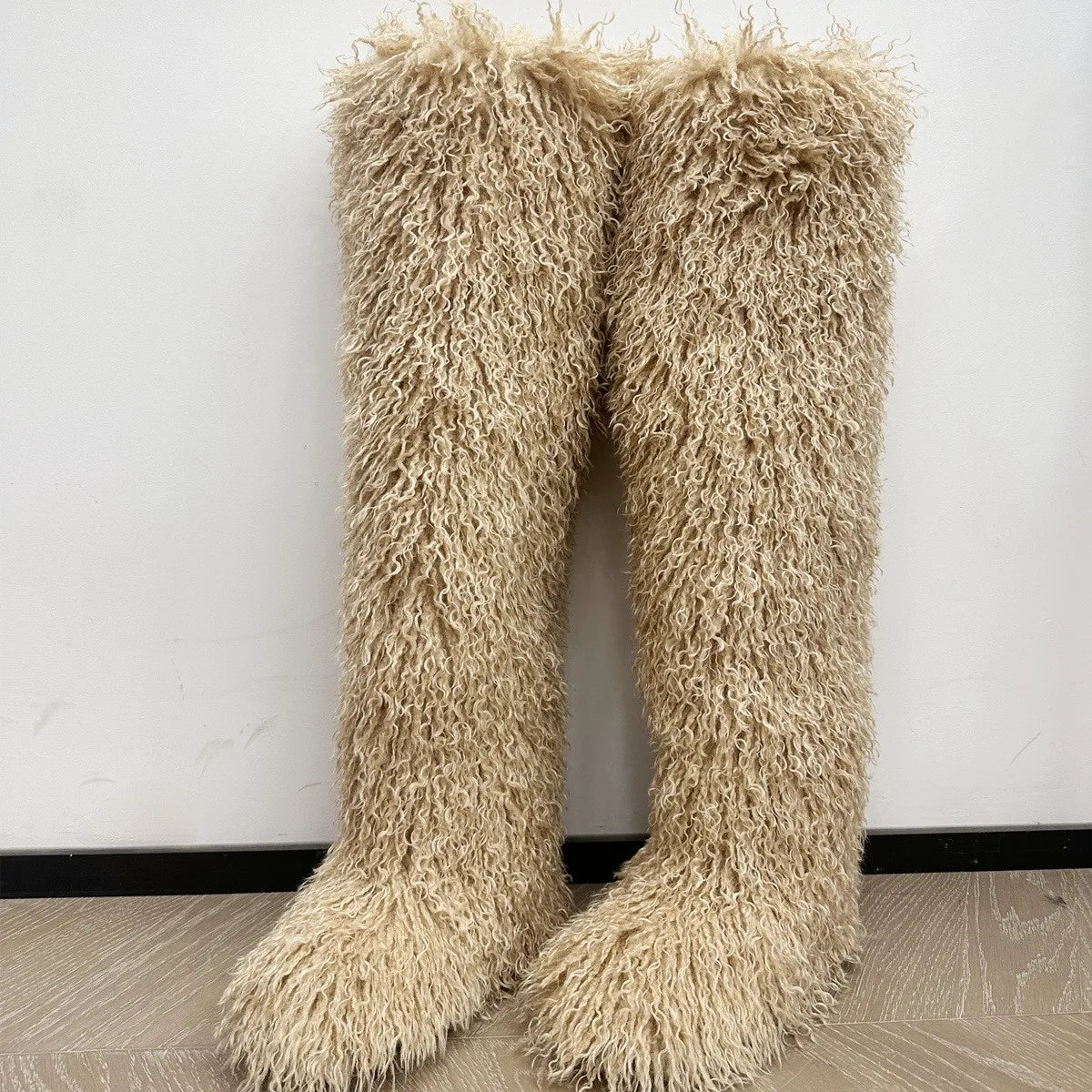 Mongolian Thigh High Faux Fur Boots - NawdeX