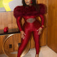 Girlfriend Furry Shawl Jumpsuit