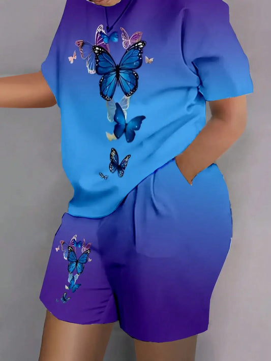 Plus Size  Colorful Abstract Print Pajama Set