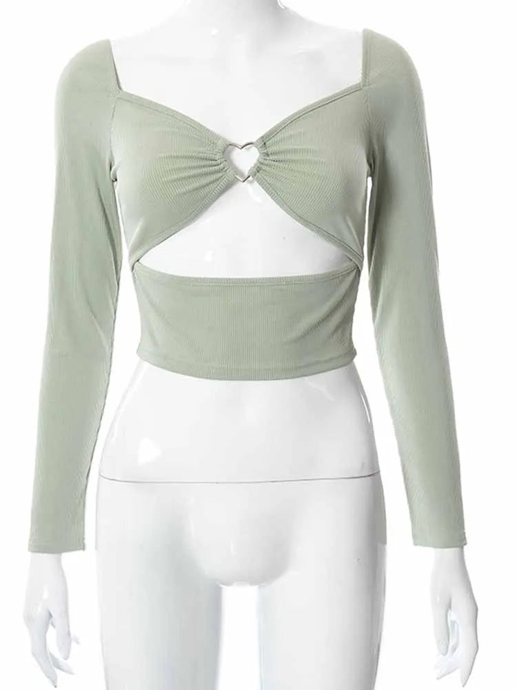 Love me  Long Sleeve Crop Top - NawdeX
