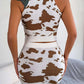 Contrast Sleeveless Knit Top and Mini Skirt Set - NawdeX