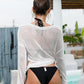 Slit Boat Neck Dropped Shoulder Cover-Up - NawdeX