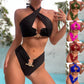 Split High Waist Cross-halterneck Swimsuit - NawdeX
