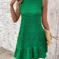 Textured Tied Round Neck Sleeveless Dress - NawdeX