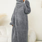 Pocketed Contrast Long Sleeve Hooded Lounge Dress - NawdeX