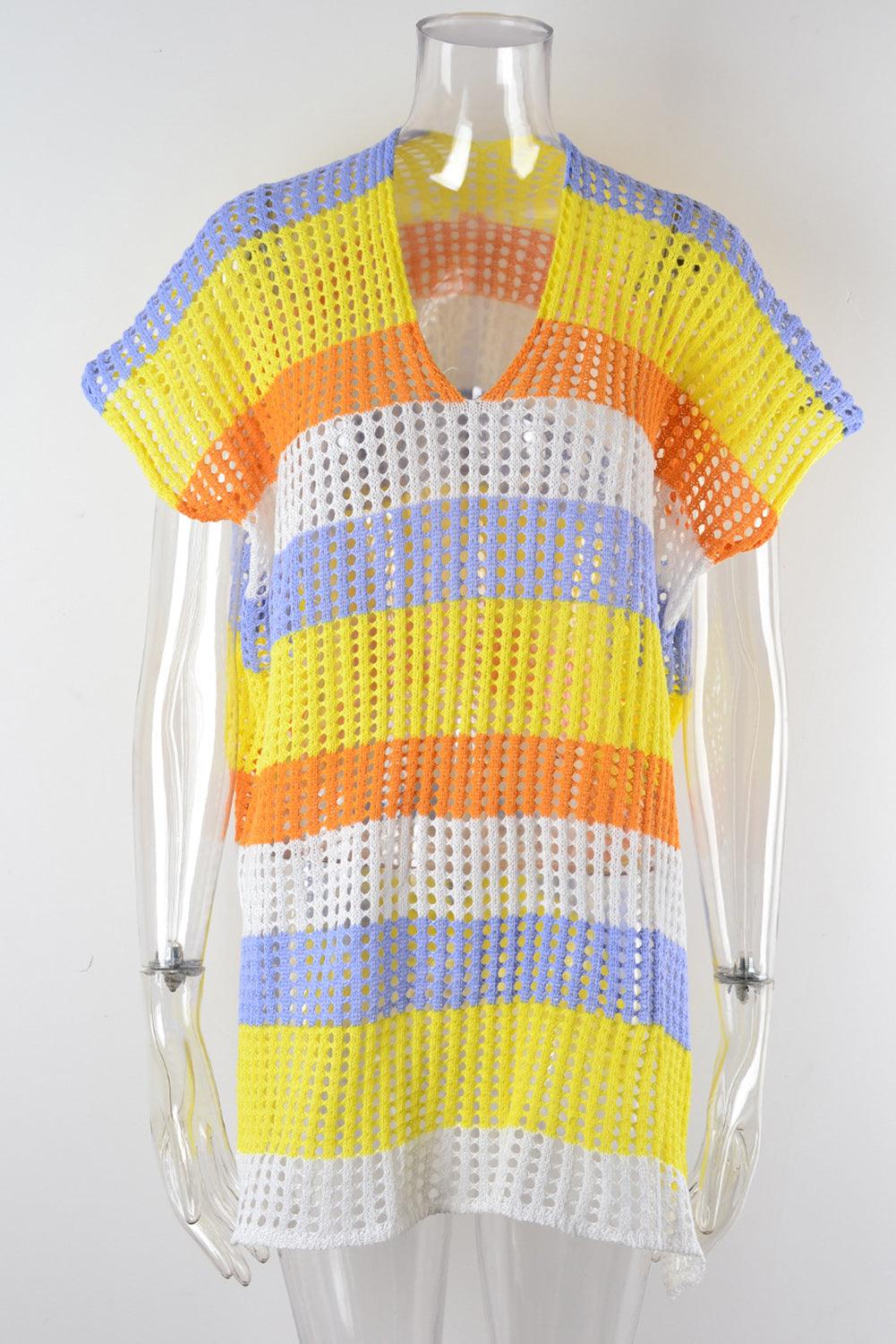 Slit Color Block V-Neck Cover-Up - NawdeX