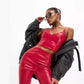 Black Glossy Flared Pants Women - NawdeX