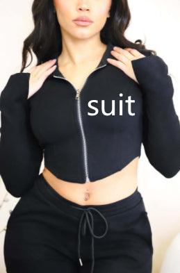 Women's Casual Tight Sportswear Multi-pocket Overalls With Coat And Cap Suit Pants - NawdeX