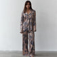 Women's Fashion Satin Printed Cardigan Pajamas Two-piece Set - NawdeX