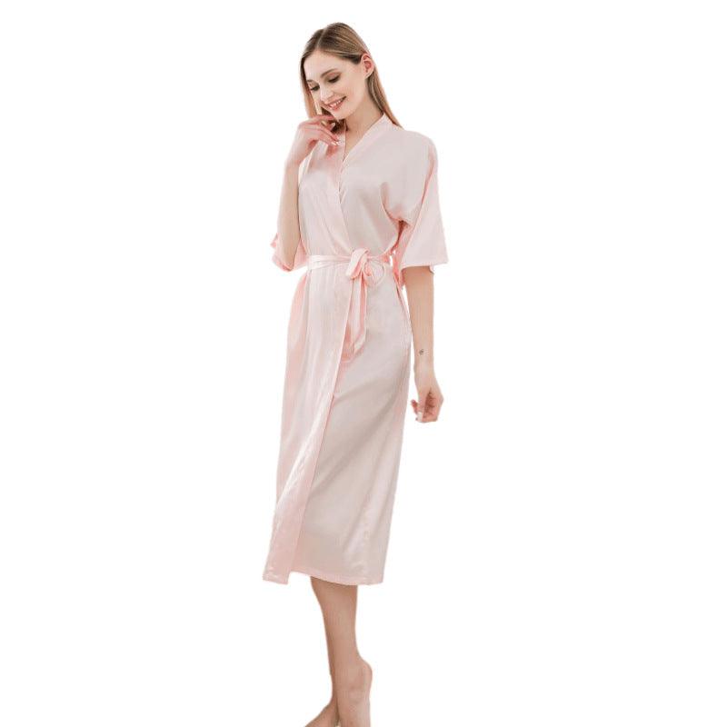 Satin Kimono Robes For Women Bride Long Robe Sleepwear - NawdeX