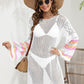 Openwork Contrast Long Sleeve Cover-Up - NawdeX