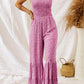 Smocked Printed Wide Strap Jumpsuit - NawdeX