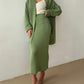 Pocketed Long Sleeve Cardigan and Skirt Sweater Set - NawdeX