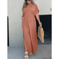 Fashion Bat-sleeved V-neck Slit Dress Summer