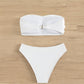 Bikini Swimsuit Women's Sexy Tube Top Solid Color High Waist Swimsuit - NawdeX